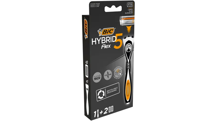 BIC Hybrid 5 Flex 5-Klingen Rasierer + 2 Klingen