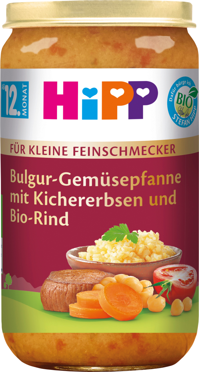 Menü Für kleine Feinschmecker Bulgur-Gemüsepfanne mit Kichererbsen und Bio-Rind ab dem 12. Monat, 250 g