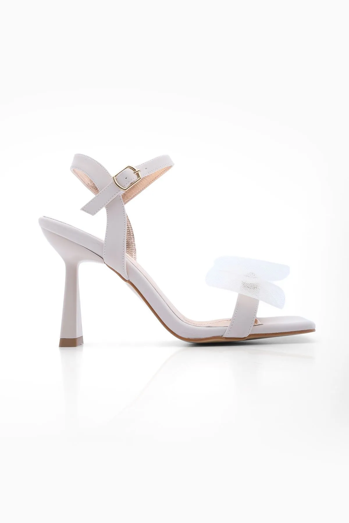Marjin  Damen-Abendkleid mit stumpfer Zehenpartie und Absatzschuhen in Forge Beige