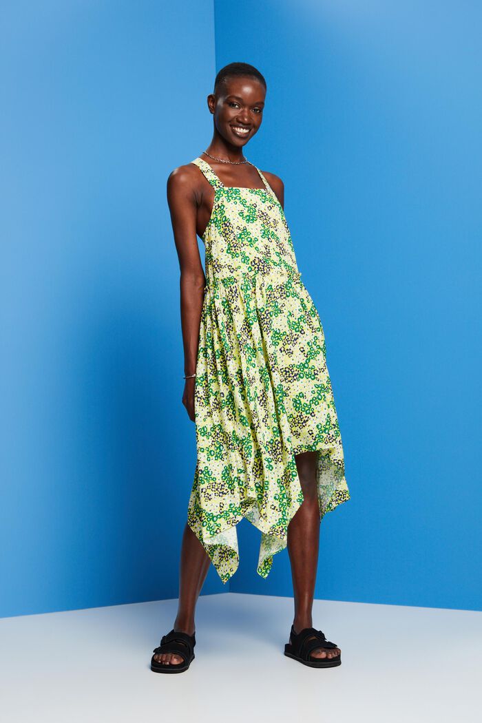 Florales Midikleid mit gerafften Details
