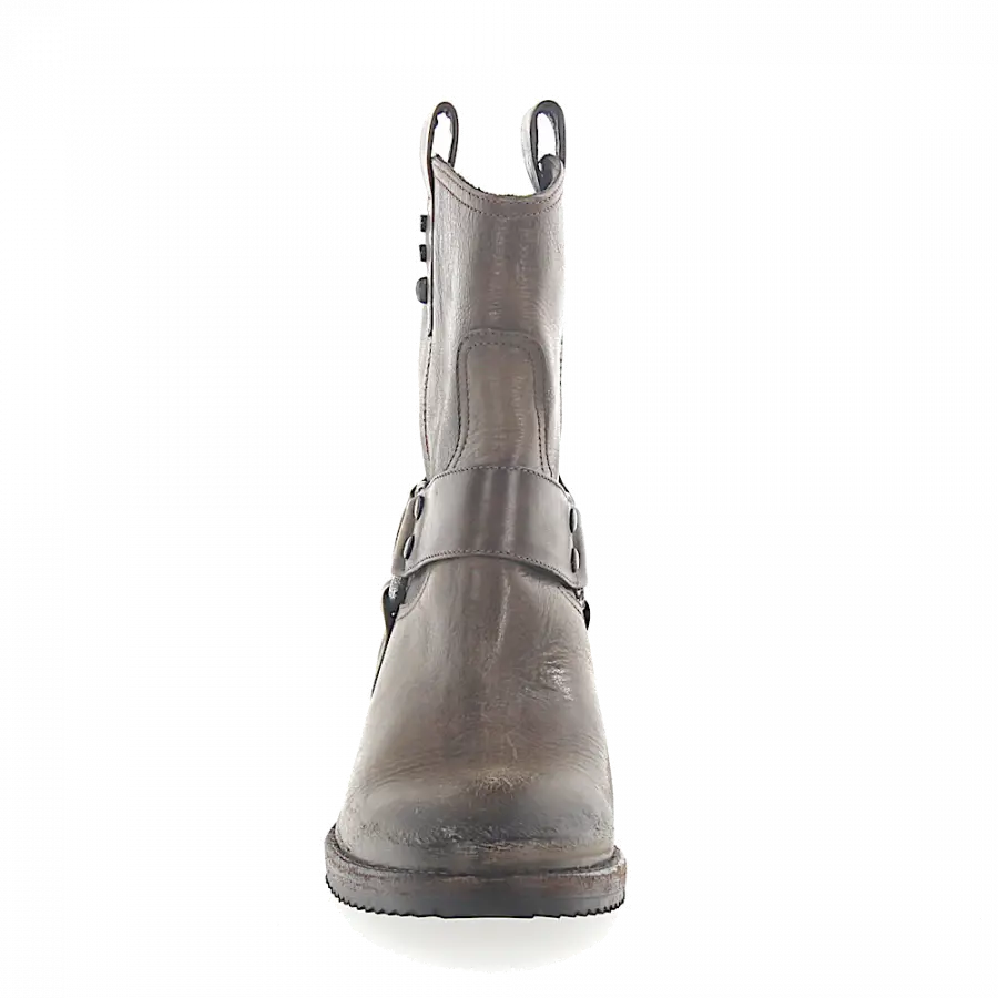 ROSS B. - Cowboy-/ Bikerstiefeletten Kalbsleder Nieten Zierriemen taupe - grau