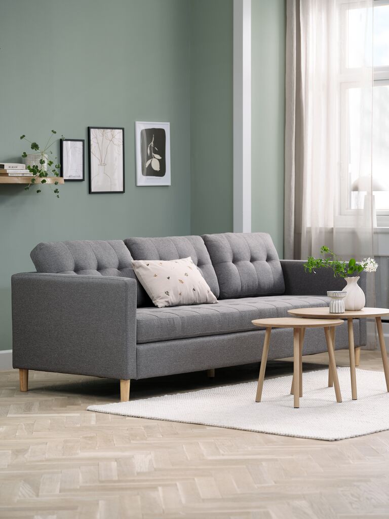 FALSLEV Sofa 3-osobowa FALSLEV z szarej tkaniny