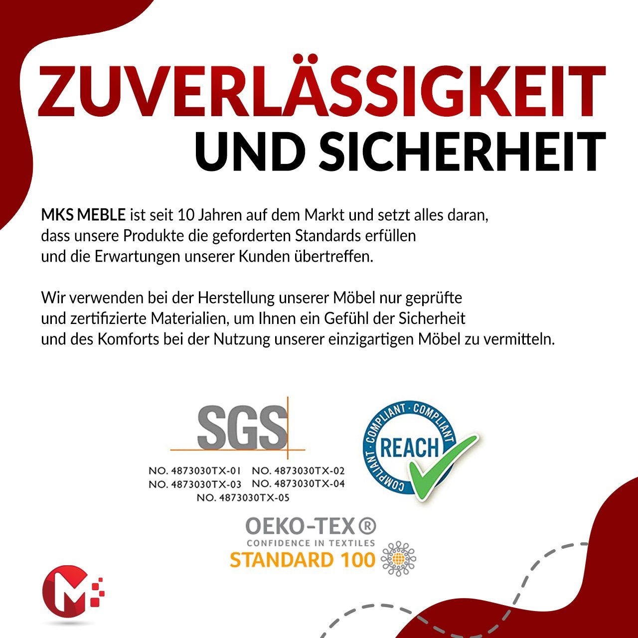 MKS MÖBEL Sofa PIRS-3 Sitzer, Skandinavischer Stil, Gesteppte Polsterung, Holzbeine