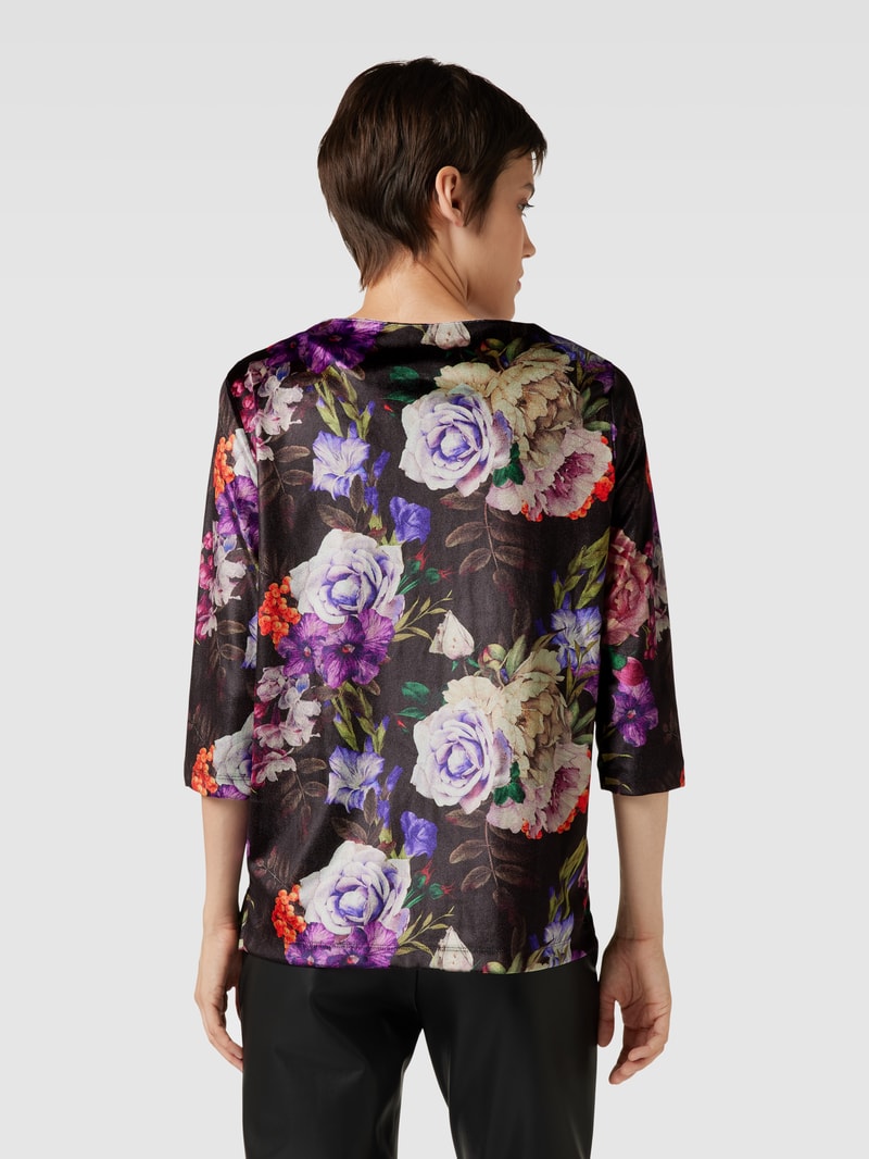Sweatshirt mit floralem Muster in schwarz