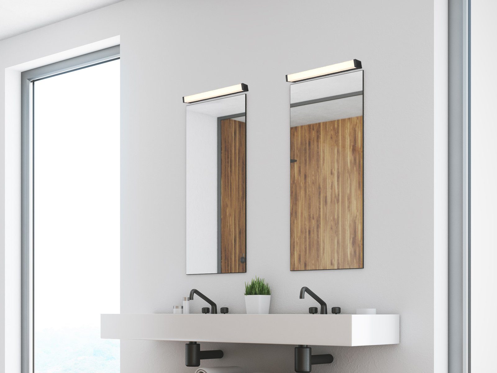 meineWunschleuchte Spiegelleuchte, LED fest integriert, Warmweiß, 2er Set LED Badezimmerlampe IP44, Badlampe Wand, Gäste WC B: 42,5cm