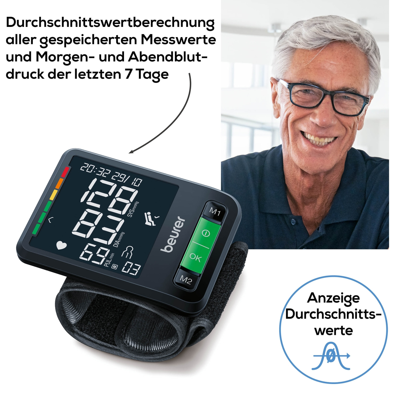 Beurer Handgelenk-Blutdruckmessgerät BC 87 <i>Bluetooth</i>®-Sanfter Druckaufbau und schnelle Messzeiten für komfortables Blutdruckmessen