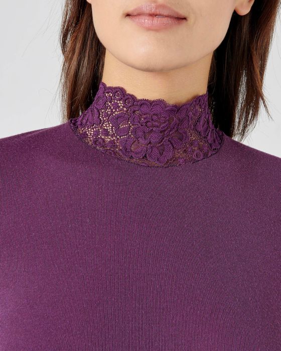 Tee-shirt manches longues orné de dentelle Thermolactyl