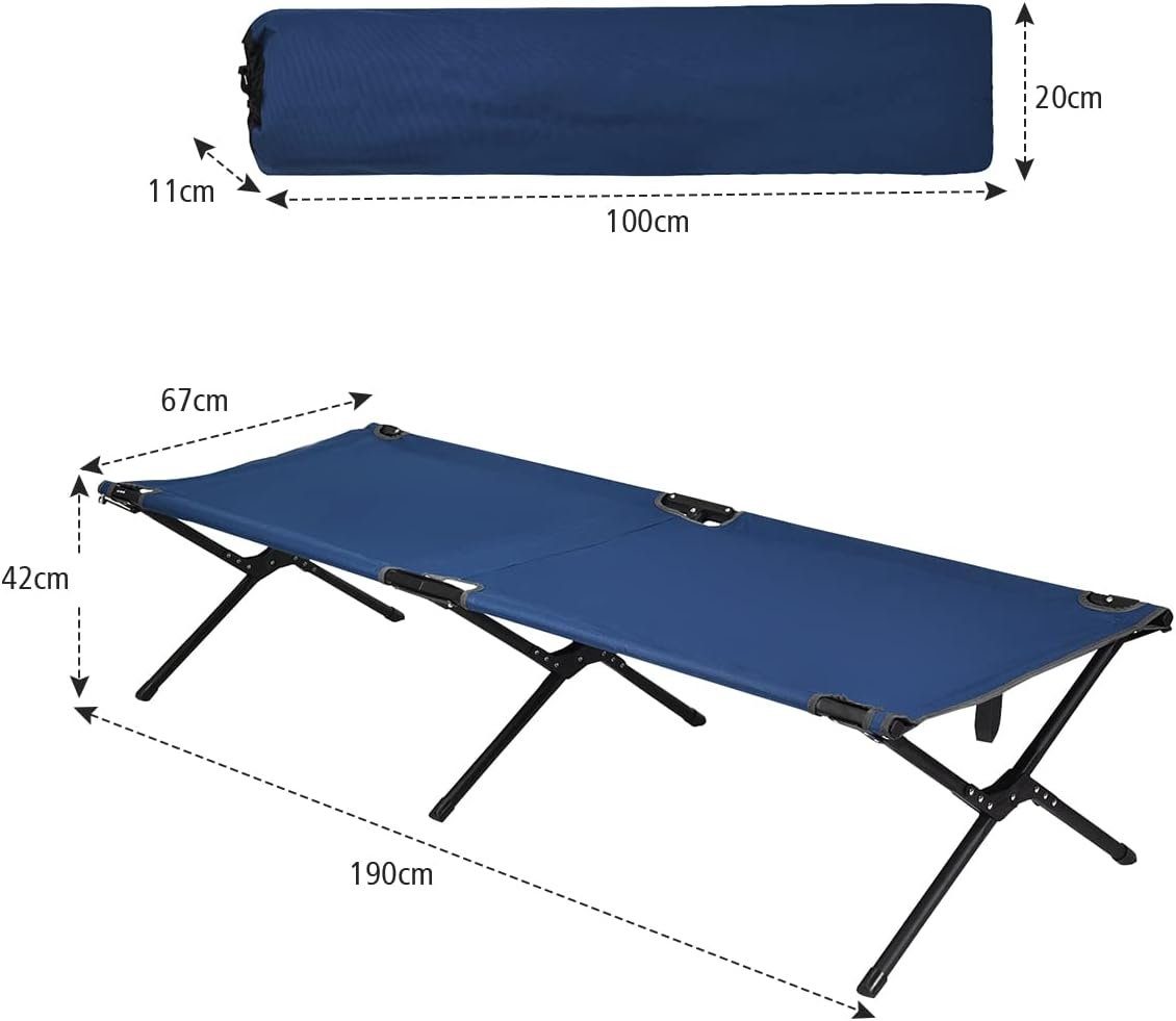 KOMFOTTEU Feldbett Campingbett 190 cm Klappbett, bis 136 kg