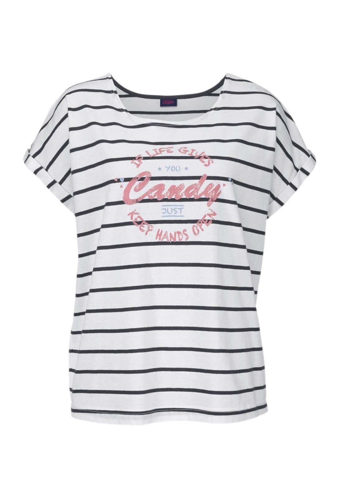Buffalo Pyjama (2 tlg., 1 Stück) im Streifenlook mit farbigem Frontprint