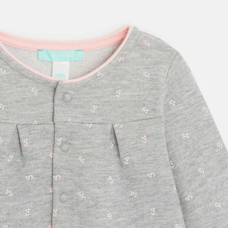 Gilet molleton fleuri gris bébé fille