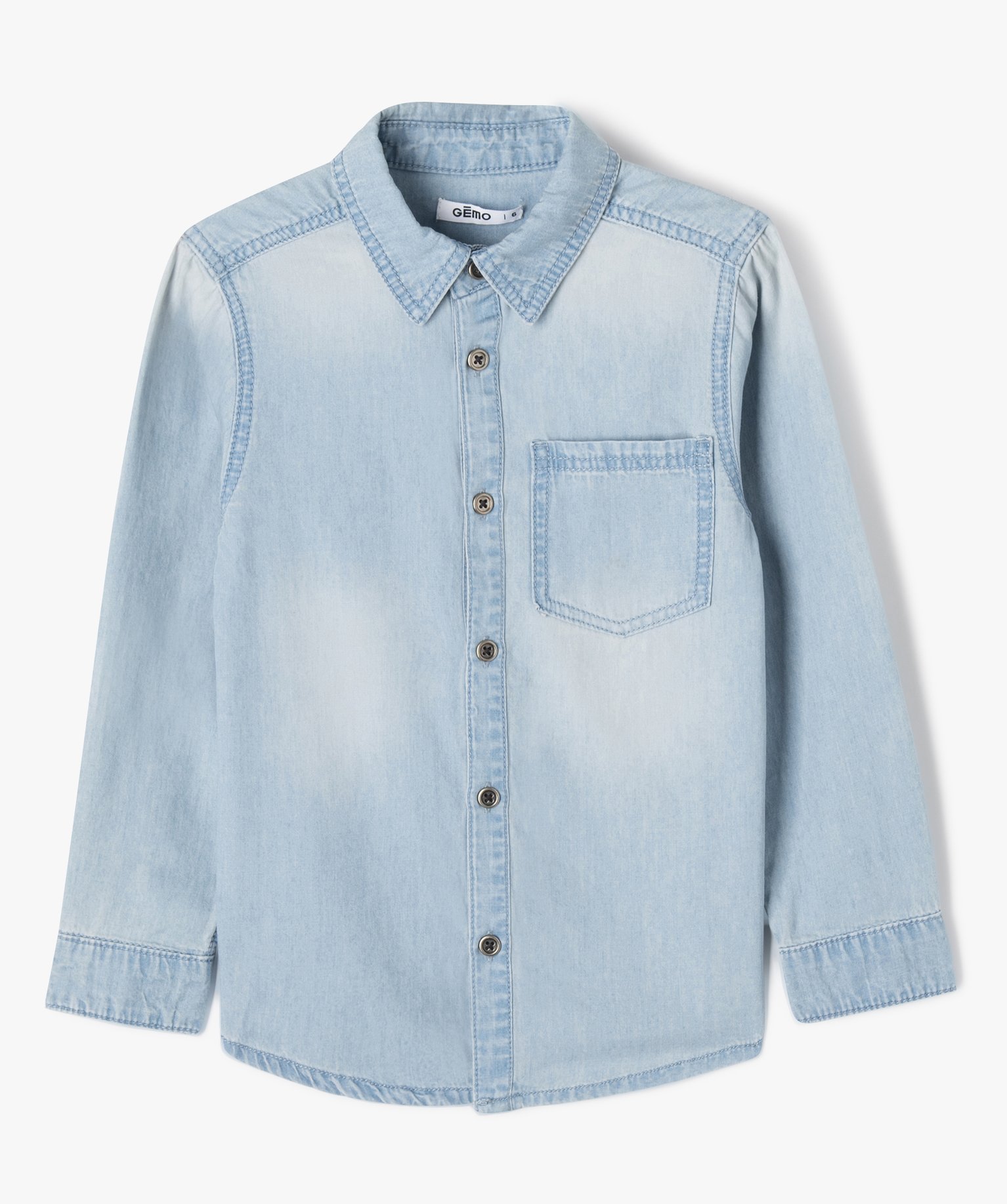 Chemise chambray à manches longues Garçon bleu | GEMO