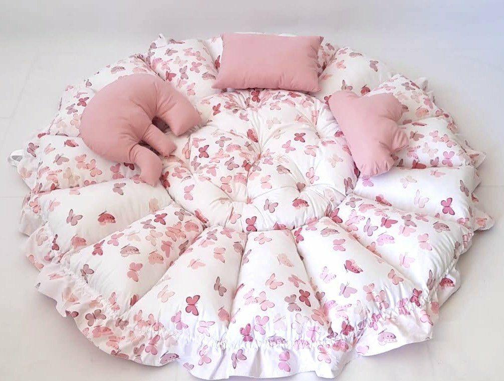 Baby Fancyroom Bettnestchen 2in1 Spielmatte Nestchen Babynestchen Babynest Kuschelnest, (4-tlg. Set mit 3 Motivkissen, dicke Spielmatte Krabbeldecke Spieldecke Kuschelnest), Handmade with Love
