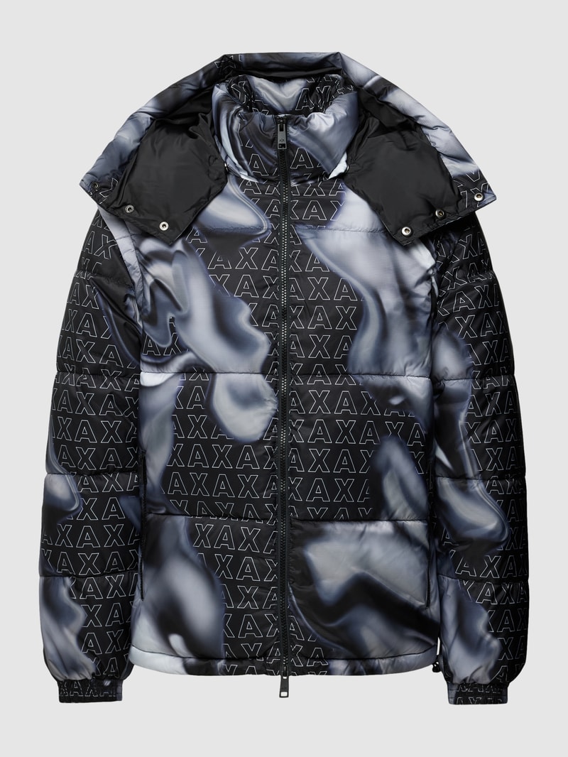 Steppjacke mit Allover-Print in schwarz
