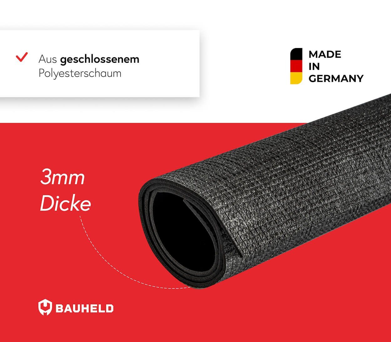 BAUHELD Antirutschmatte Waschmaschine [Made in Germany], 60x60 cm, Waschmaschinenauflage mit Vinyl-Beschichtung, Als Waschmaschinenbezug, Waschmaschinenabdeckung, Auch für Trockner