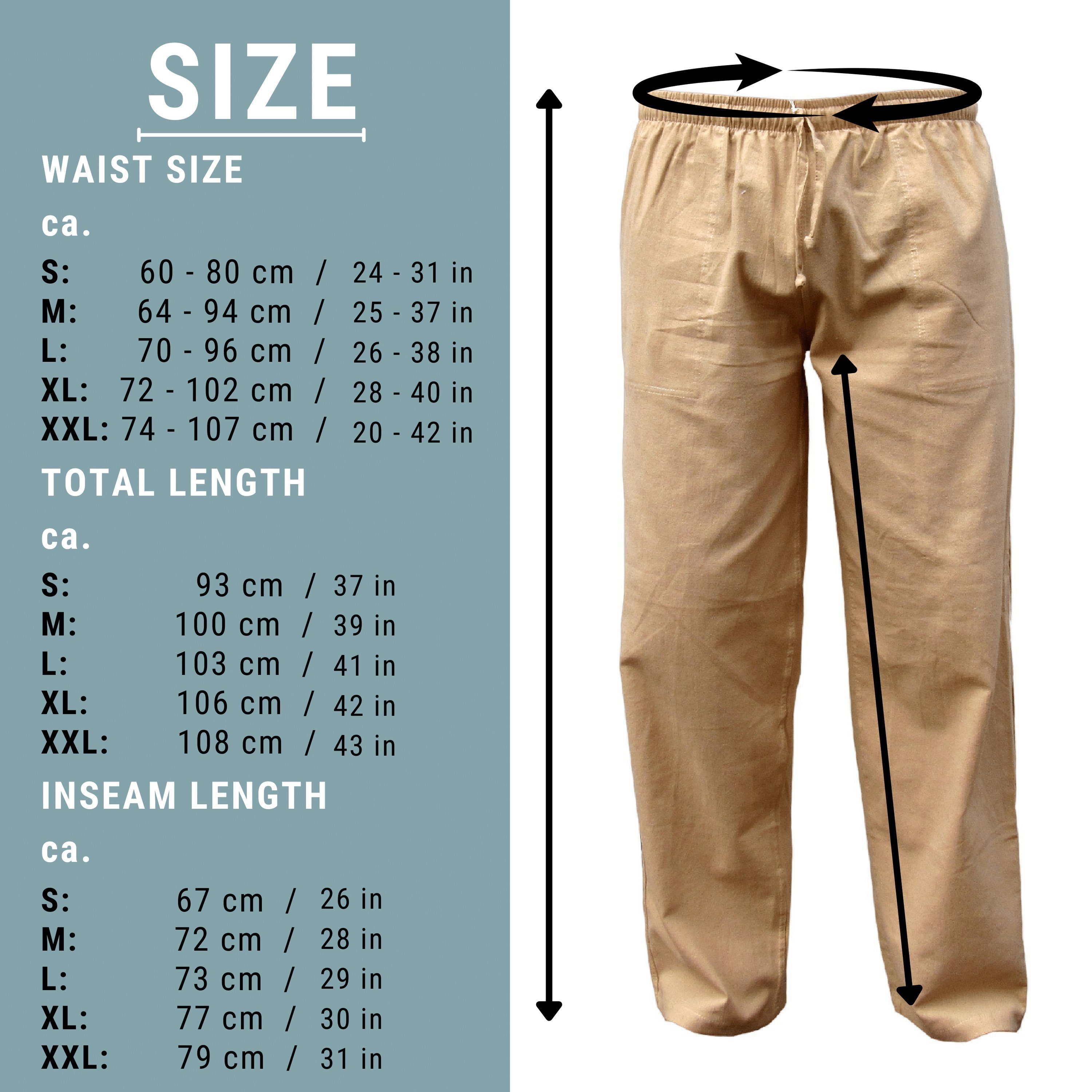 PANASIAM Wellnesshose Bundhose 'K' bequeme Unisex Stoffhose aus 100% Baumwolle für Damen und Herren Freizeithose mit Taschen Relaxhose bequeme Sommerhose