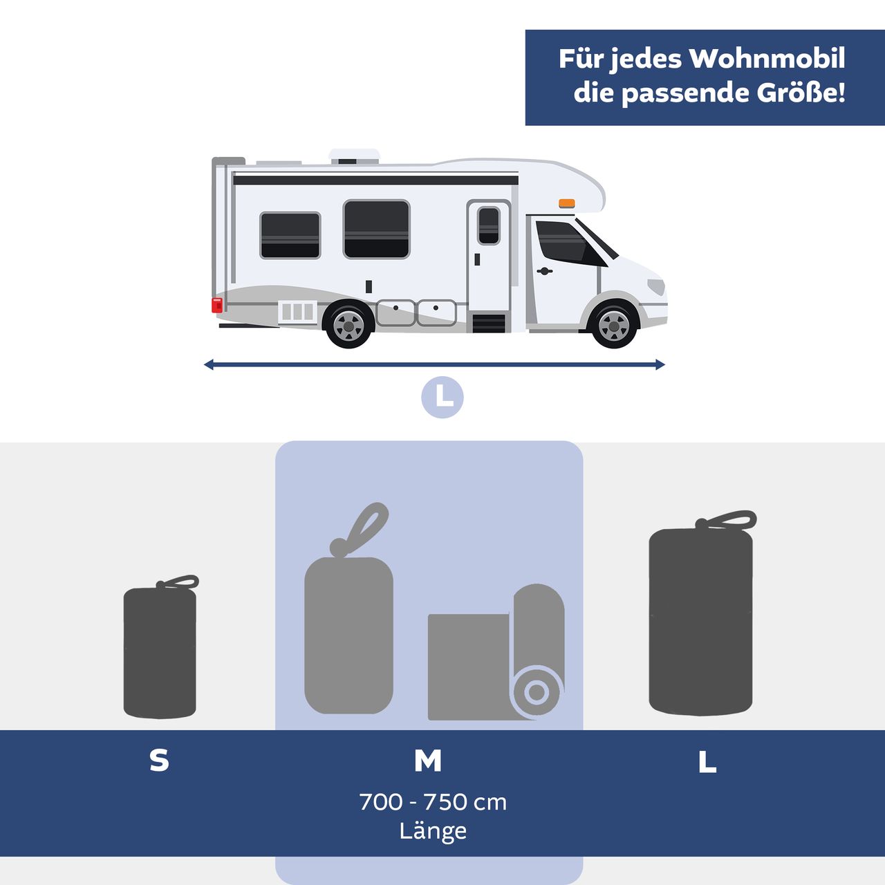 Lemodo Lemodo Dachschutzplane für Wohnmobile, M 700 - 750 cm lang