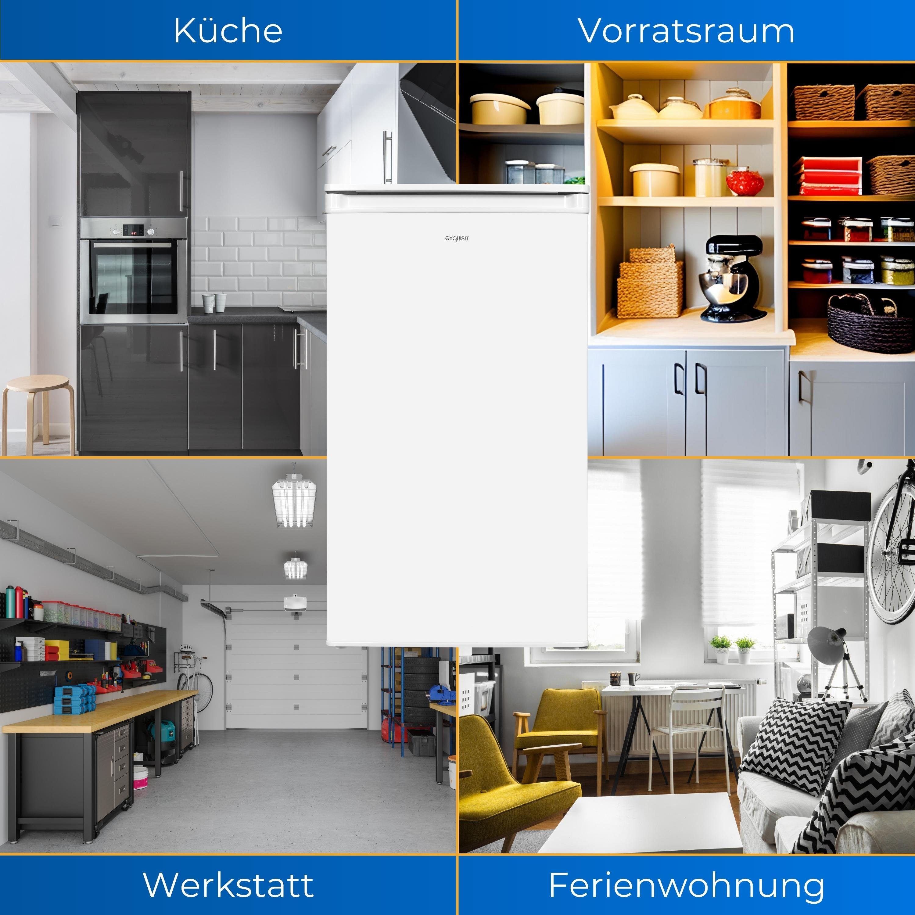 exquisit Kühlschrank KS5117-3-040E, 85 cm hoch, 48 cm breit, LED, Türanschlag wechselbar, Gemüsefach, Temperaturregelung