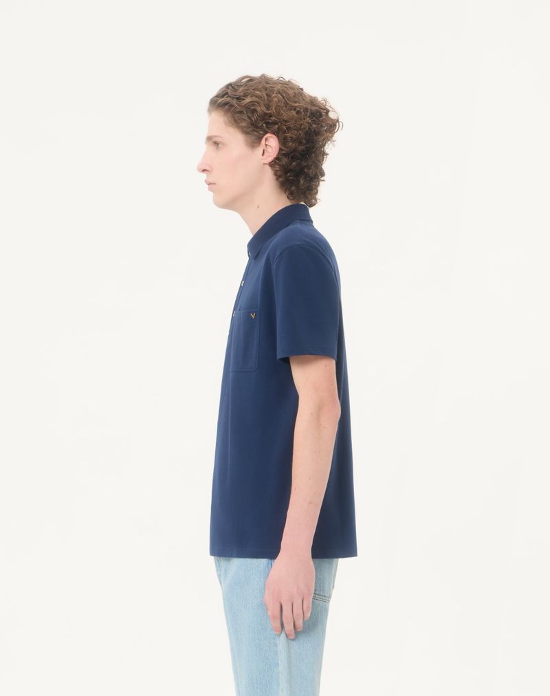 Camisa polo Valentino em algodão piqué com detalhes dourados