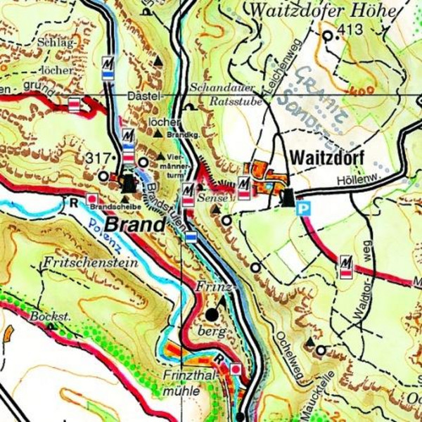 Große Karte der Sächsischen Schweiz 1 : 30 000. Regenfest - Wanderkarte