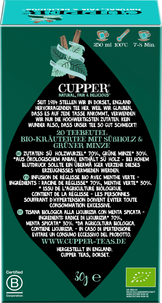 Kräutertee Süßholz, Minze (20 Beutel), 30 g