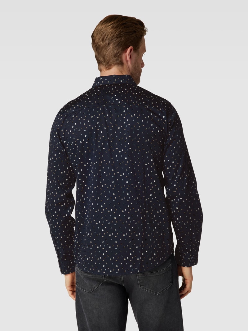 Freizeithemd mit Allover-Muster Modell 'Colorful printed' in marineblau