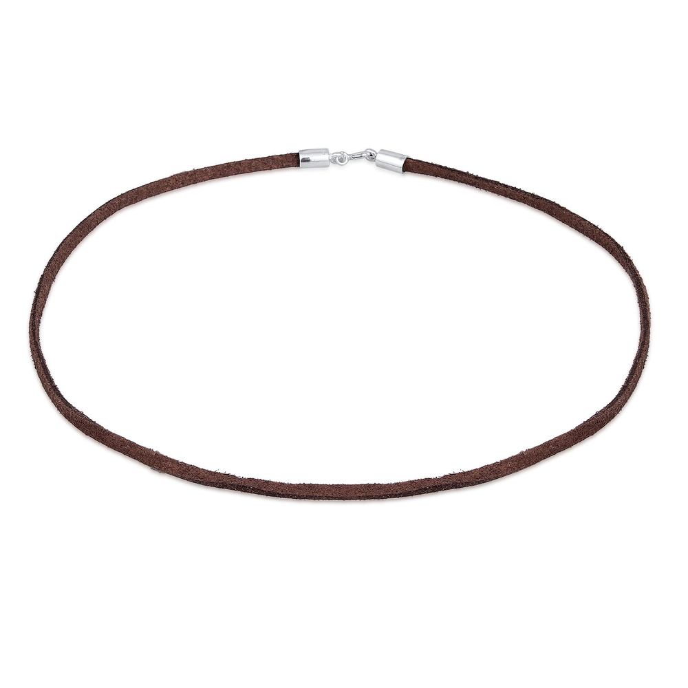 Elli Elli Collier Femmes choker basique en similicuir brun en argent sterling 925 collier