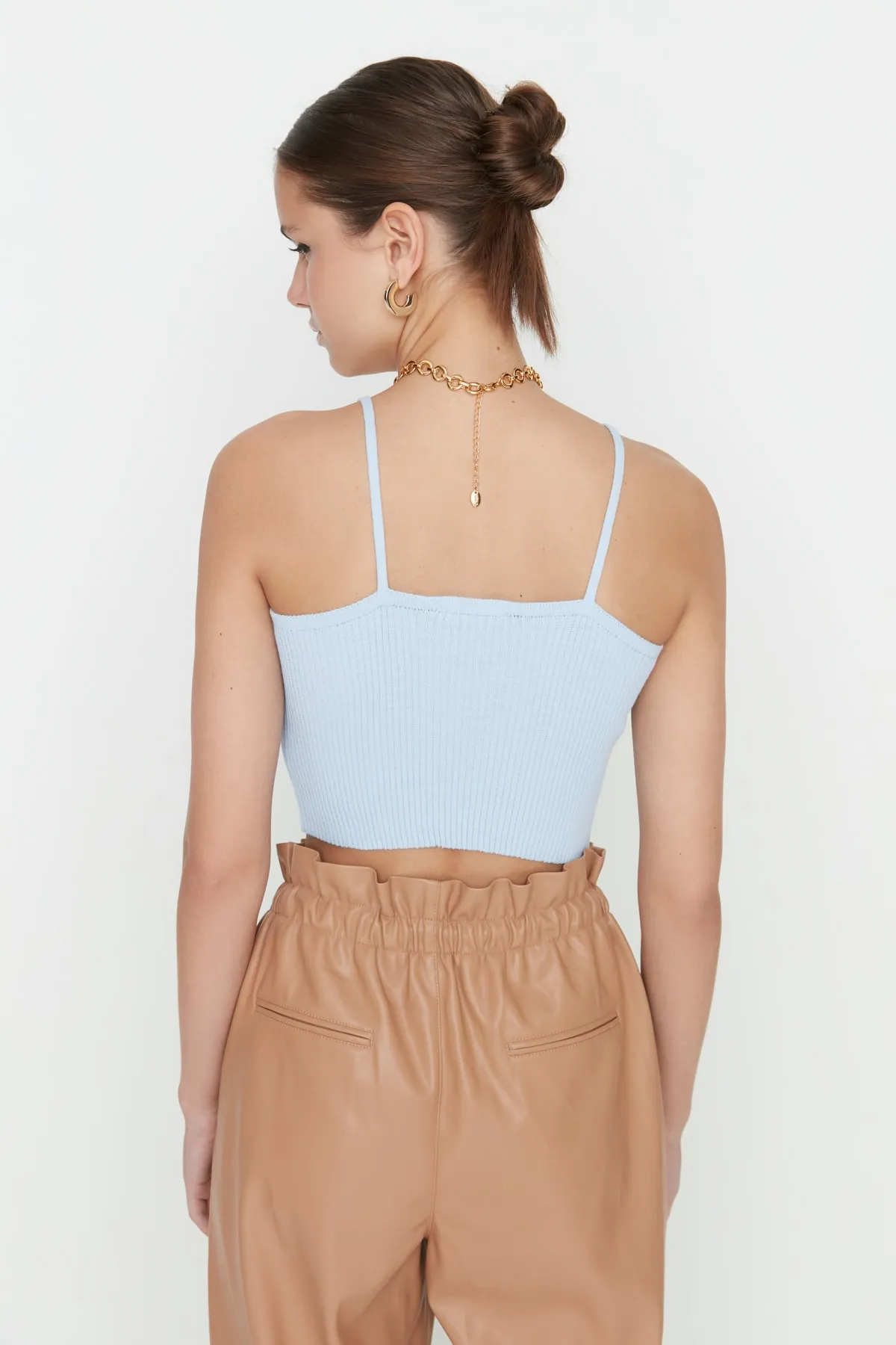 Trendyol Collection  Hellblaues Strickset mit Bluse und Cardigan zum Binden TWOSS21HI0002
