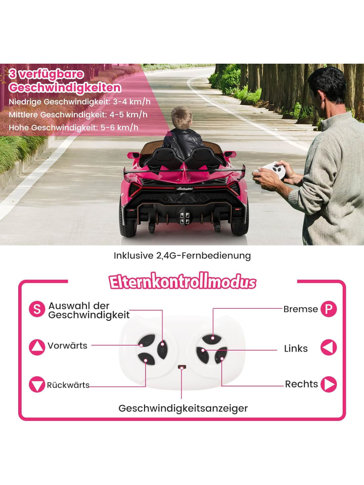 COSTWAY 12V Lamborghini Elektroauto in Rosa günstig kaufen onesize