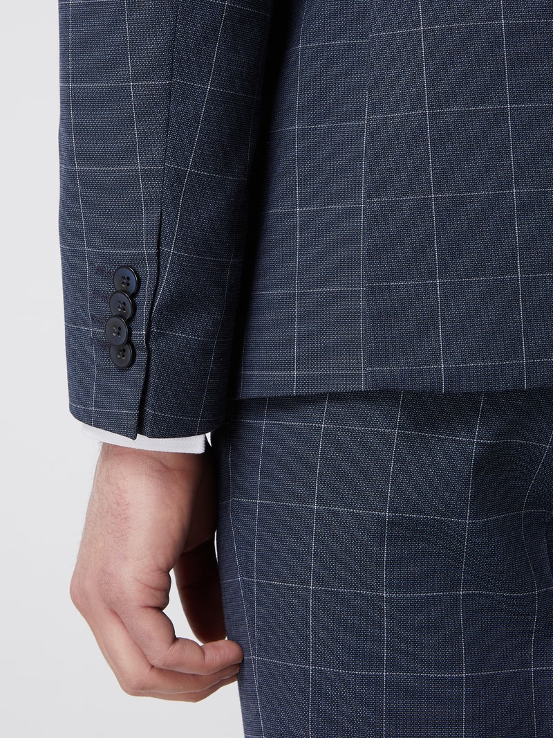Slim Fit 2-Knopf-Sakko mit Gitterkaro Modell 'Casper' in marineblau