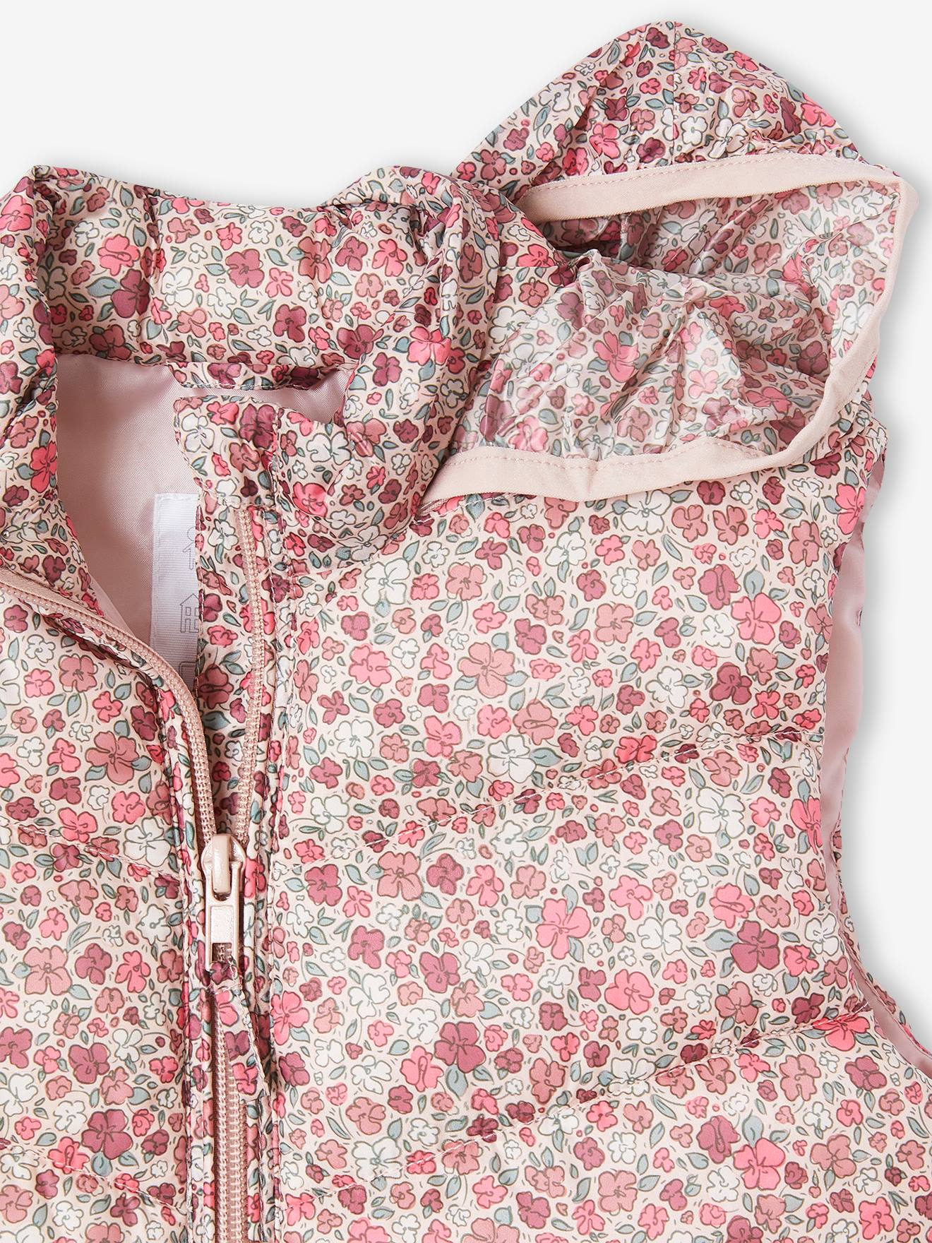 Doudoune sans manches sport fille rose imprimé