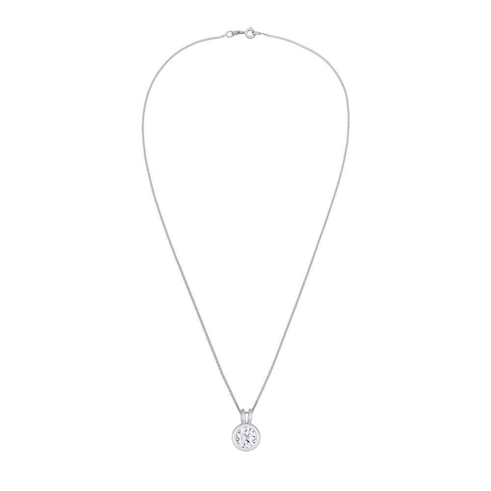 Elli Elli Collier Femmes Pendentif Solitaire Rond Classique avec Cristal de Zirconium  collier