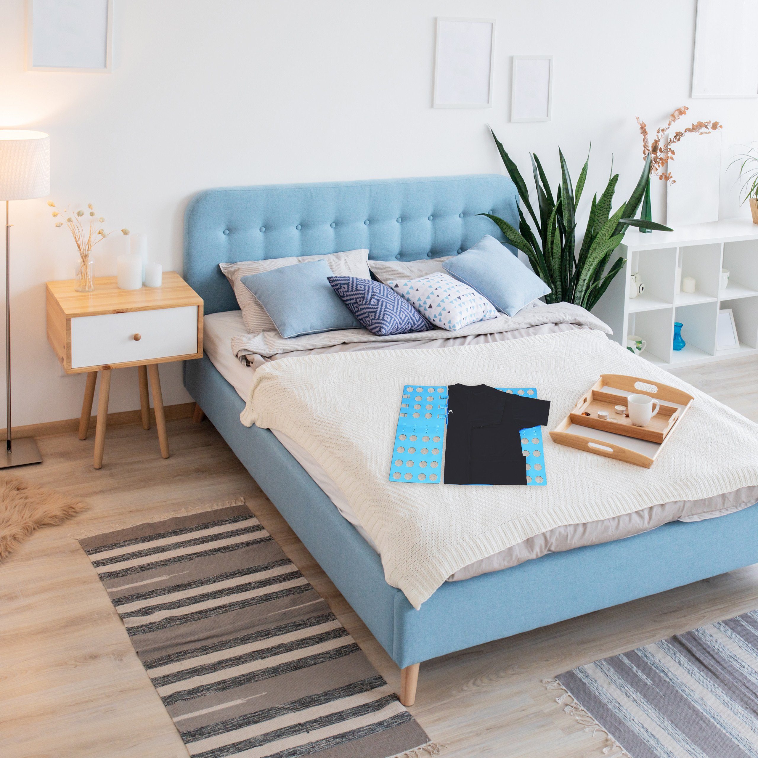 relaxdays Wäscheschrank 1 x Wäschefalter 4. Generation blau