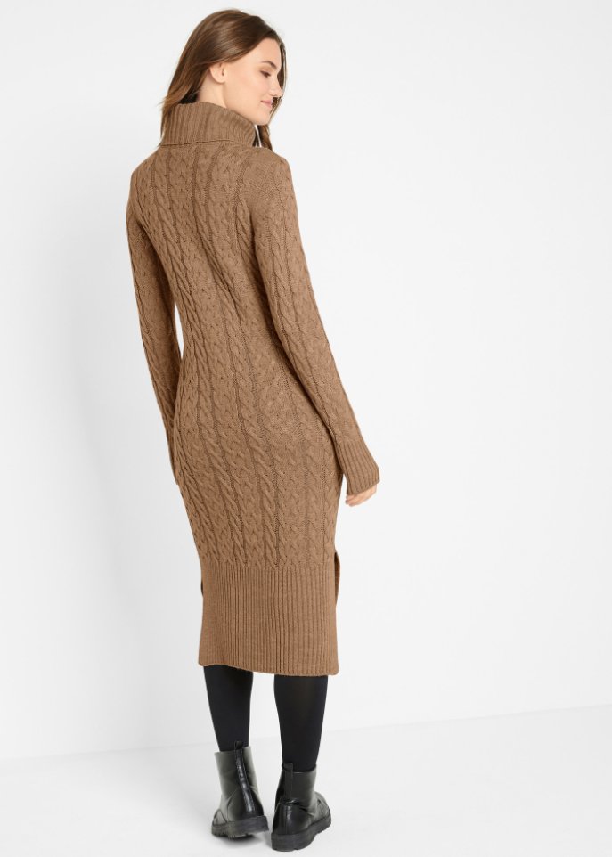 Strickkleid in Midilänge mit Struktur