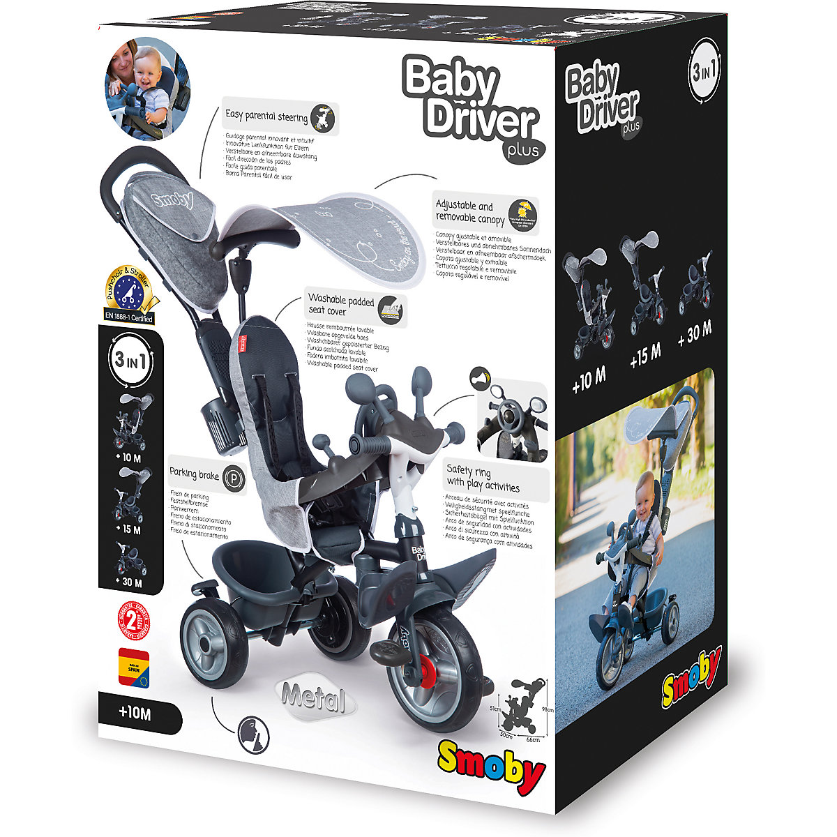 Smoby Dreirad Baby Driver Komfort Grau