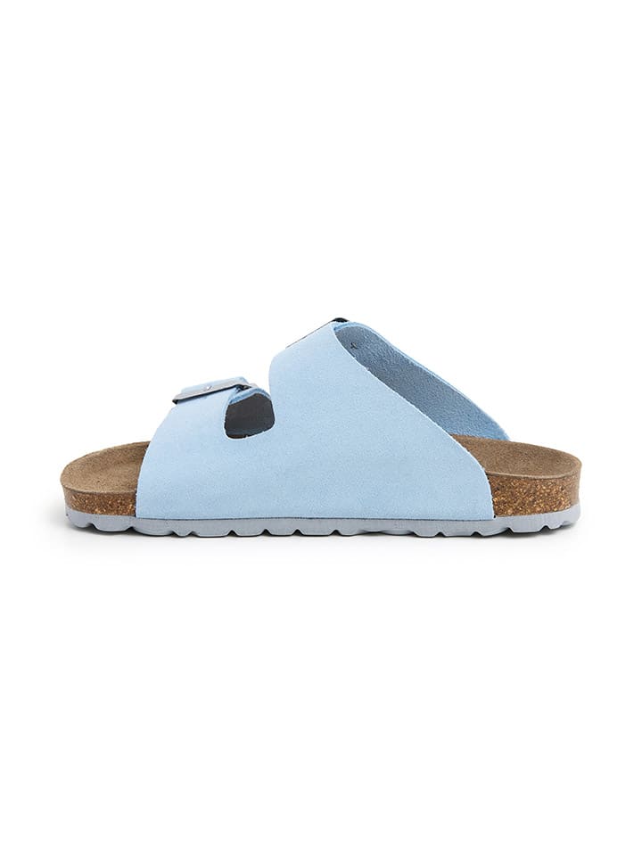 SABOKETS Leder-Pantoletten in Hellblau günstig kaufen