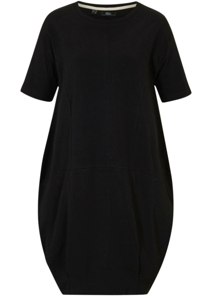 Knieumspielendes Oversized-Baumwoll-Kleid in O-Shape, 1/2-Arm