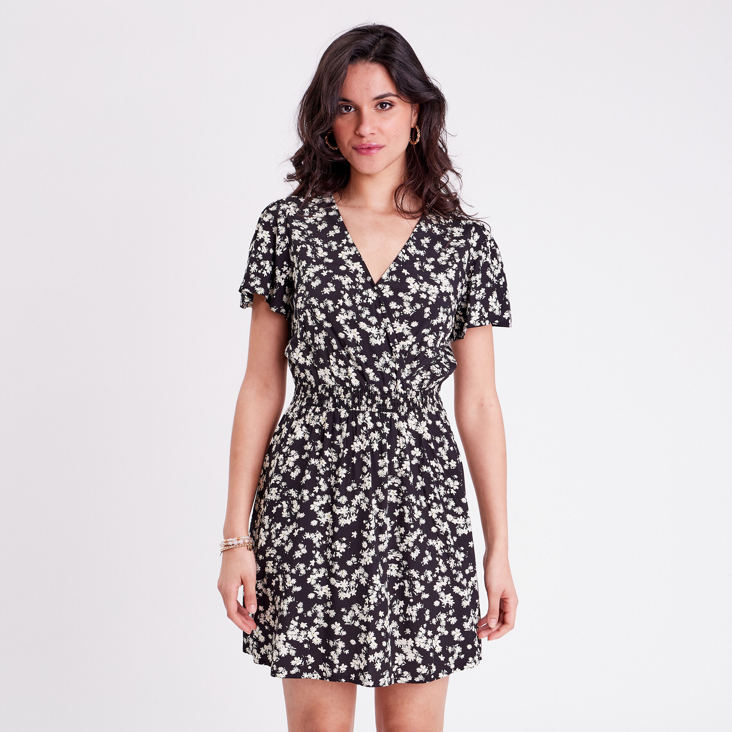 Robe évasée fluide noir femme | Cache Cache