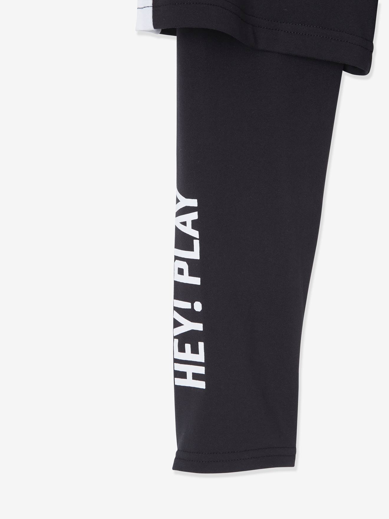 Legging bermuda de sport garçon effet 2 en 1 noir