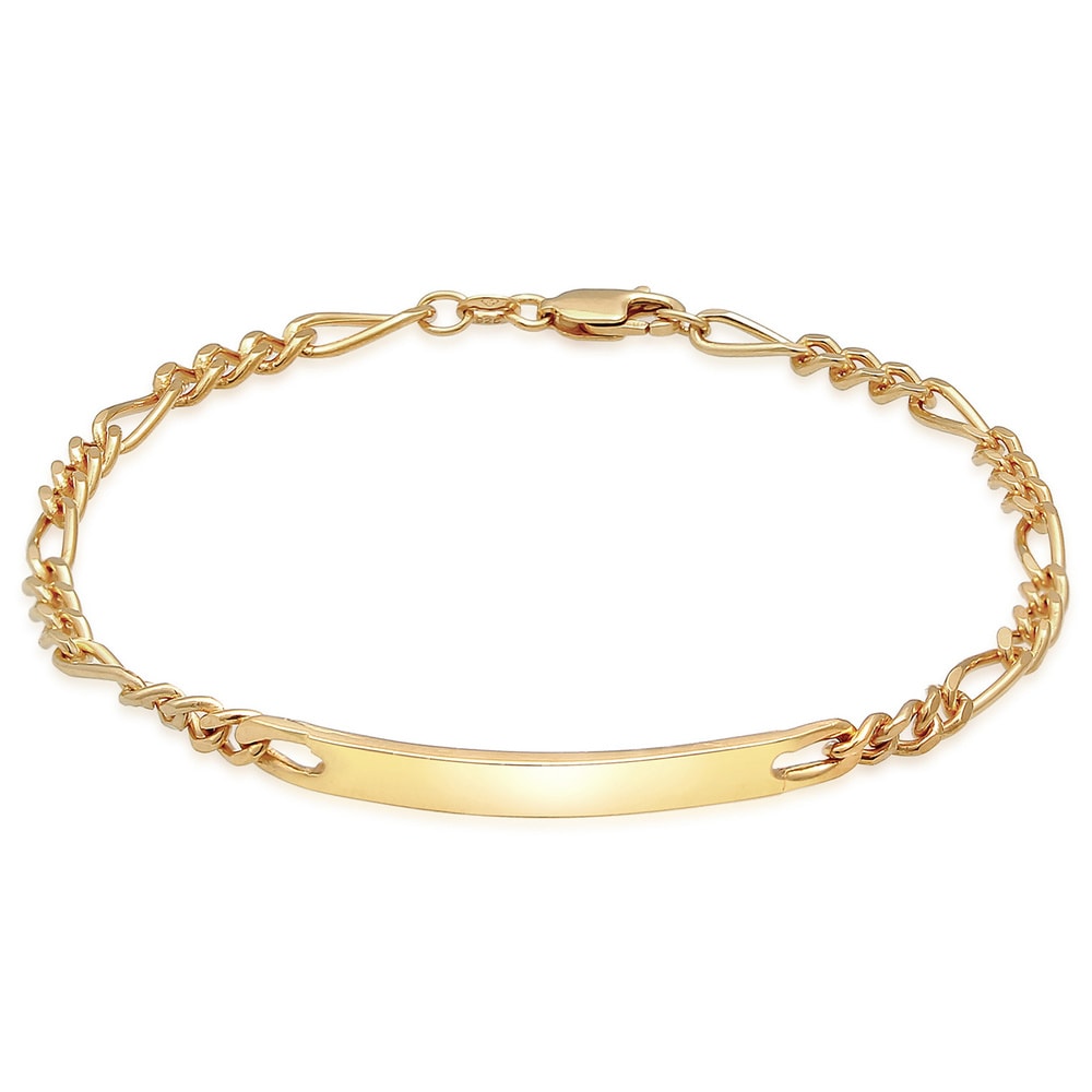 KUZZOI KUZZOI Bracelet Plaque d'identité pour homme Figaro Discreet Classic en argent st Bracelet
