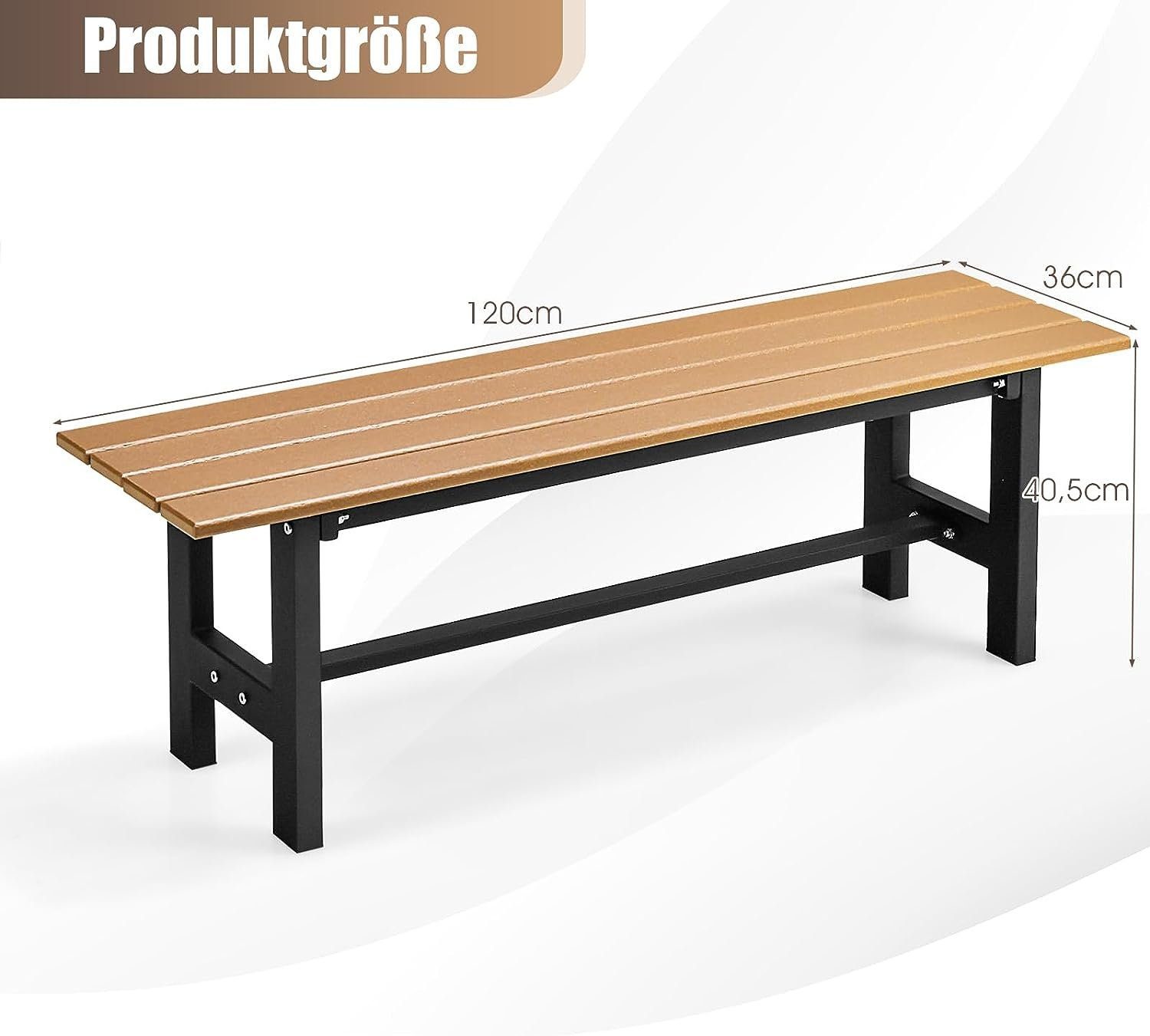 KOMFOTTEU Gartenbank Sitzbank, wetterfest & lichtecht, 120×36×40,5cm