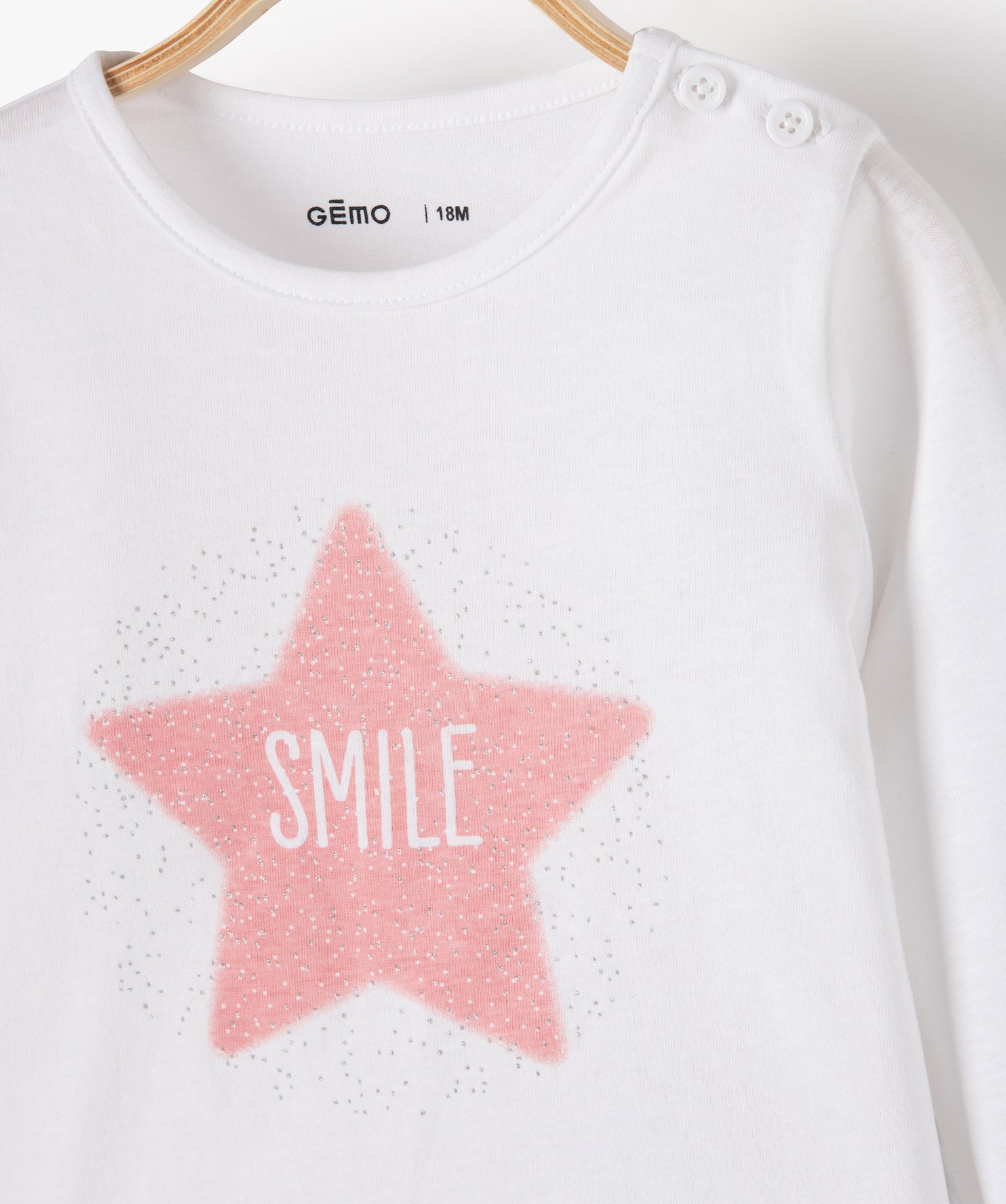 Tee-shirt bébé fille manches longues avec motifs et inscri... blanc | GEMO