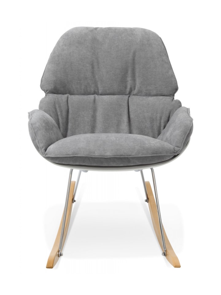 KADIMA DESIGN Schaukelstuhl aus Holz und Metall | Lounge Stuhl mit Stoffbezug günstig kaufen onesize