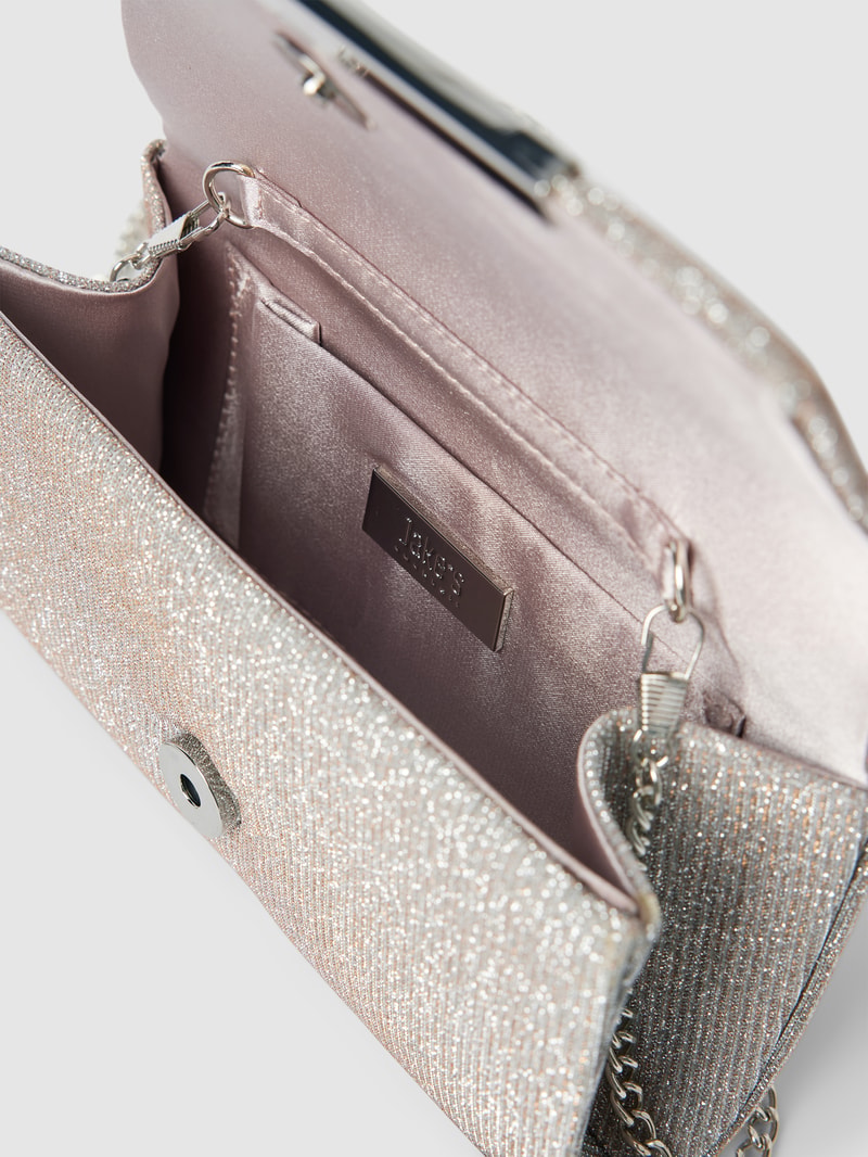 Clutch in schimmernder-Optik mit Raffungen in metallic beige
