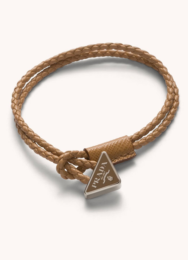 Prada Braided Leather Wrap Bracelet