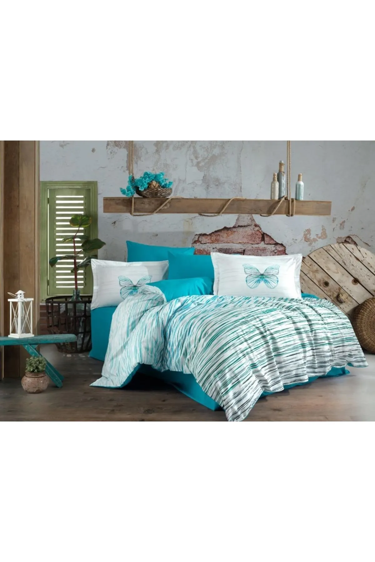 Hobby  Eldora Doppelbett-Bettbezug-Set, Türkis
