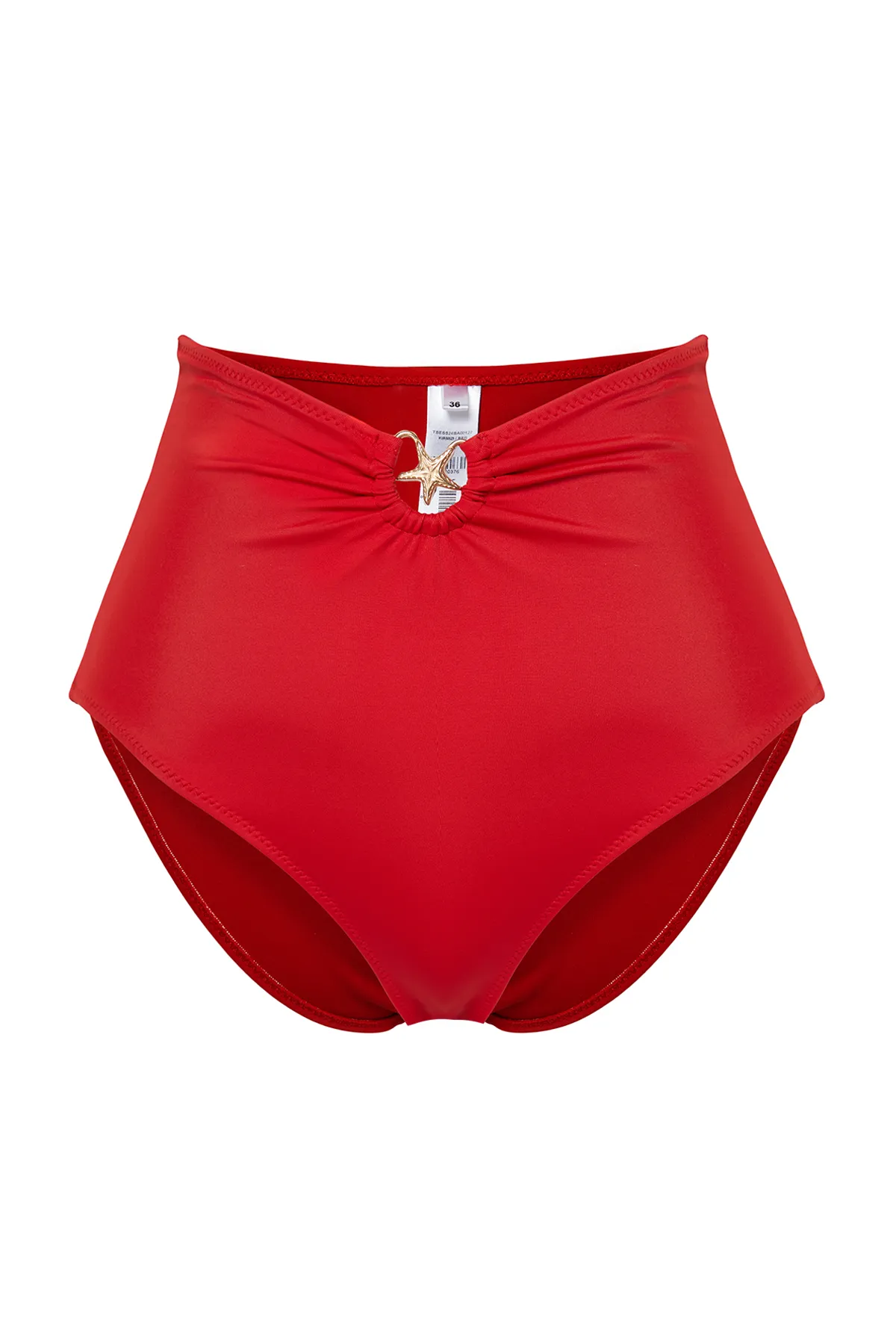 Trendyol Collection  High Waist Hipster Bikinihose mit roten Accessoires TBESS24BA00127