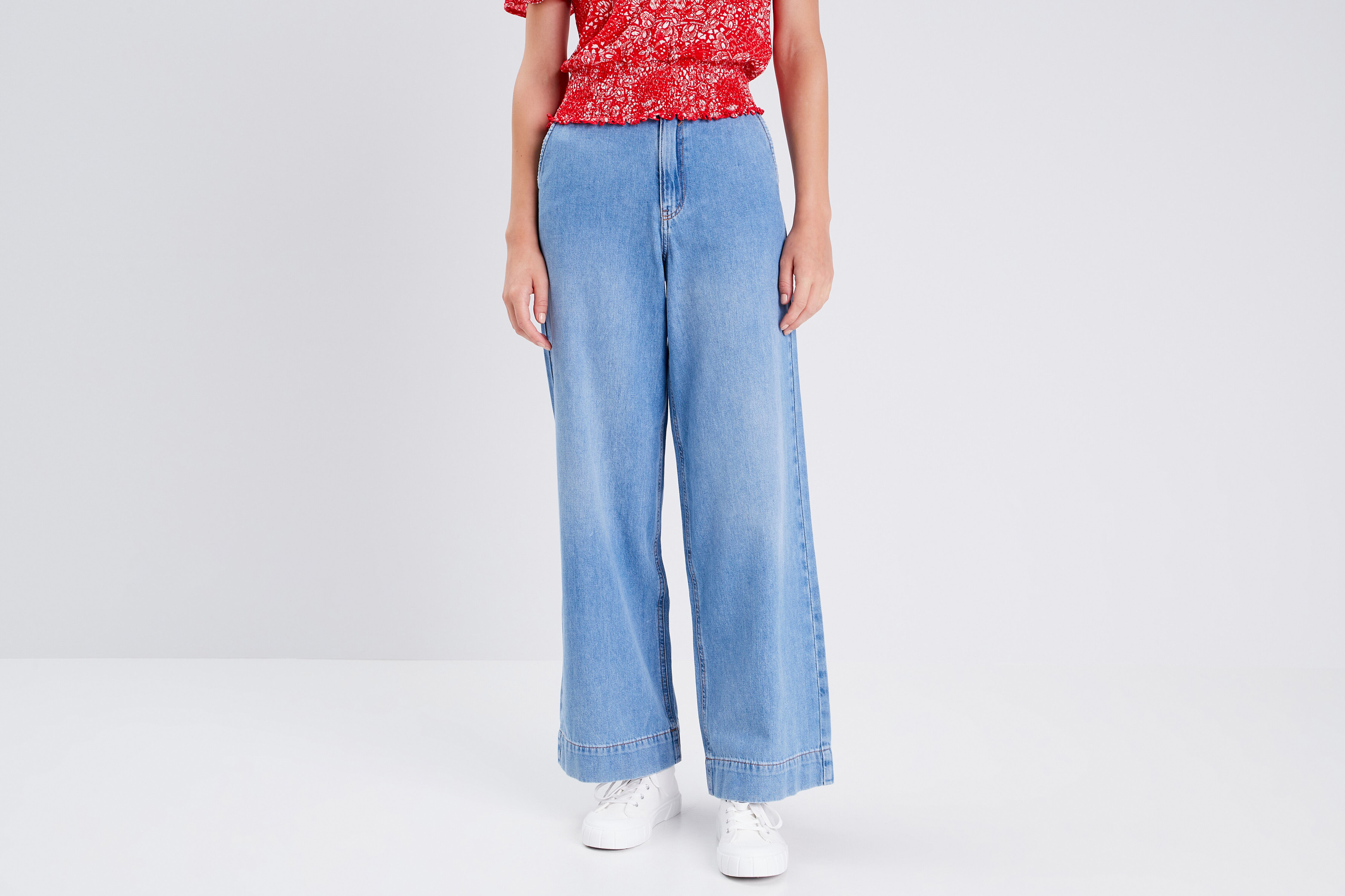 Jeans wide leg taille haute denim triple stone femme | Cache Cache