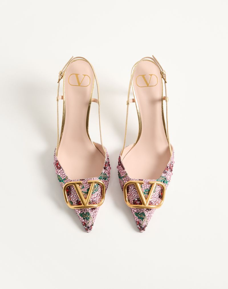 Sapato de salto VLogo Signature Slingback com bordado Cherryfic 80mm