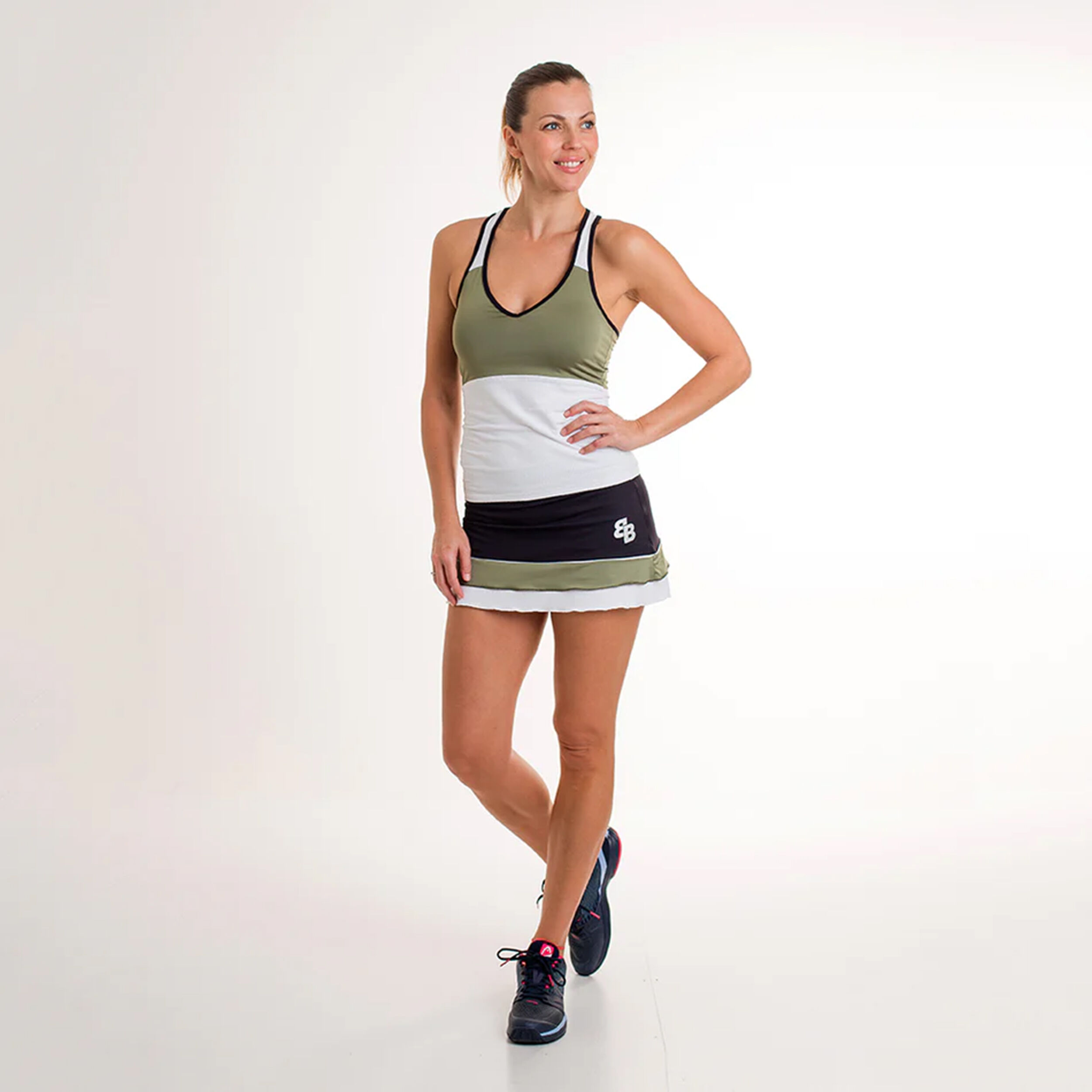 Clay Tank-Top Damen - Oliv, Weiß