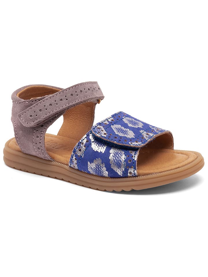 bisgaard Leder-Sandalen in Lila/ Blau/ Silber günstig kaufen